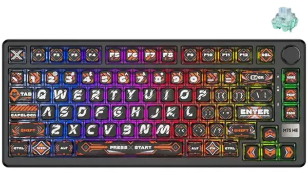 Tastatură mecanică Royal Kludge - M75 HE, RK Mint Magnetic, RGB, neagră