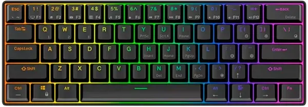 Tastatură mecanică Royal Kludge – RK61, wireless, Red switch, RGB, negru