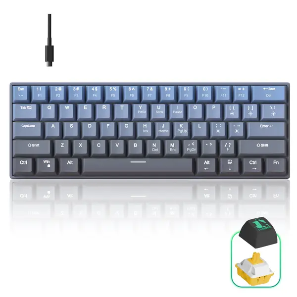 Tastatura Mecanica Timebox, 61 Taste, Keycaps PBT, Switch-uri Precise, Albastru - Default Title