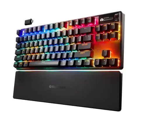 Tastatura Mecanica Wireless Gaming SteelSeries Apex Pro TKL Gen 3, Wired/2.4 GHz/Bluetooth, Switch-uri OmniPoint 3.0 HyperMagnetic, Iluminare RGB (Negru)