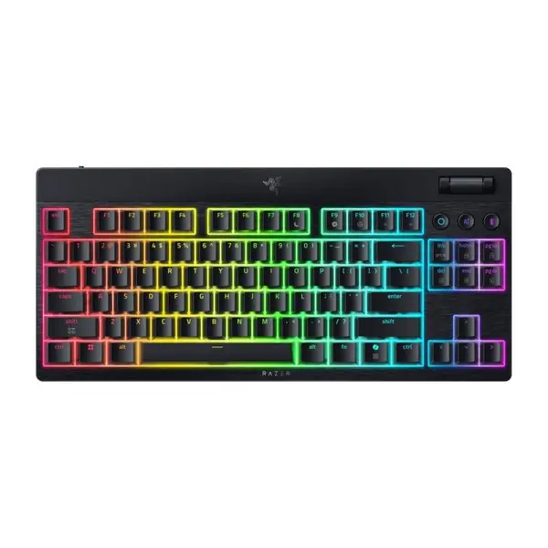 Tastatura mecanica wireless Razer Blackwidow V4 Low profile HyperSpeed TKL, switch Razer Low-profile Mechanical Switches (Orange Tactile Switch), 110 taste, iluminare Razer Chroma RGB, negru