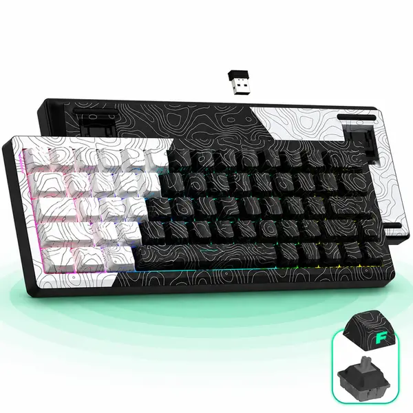 Tastatura mecanica wireless Timebox, 60%, Hot-Swap, Gasket, Alb - Default Title