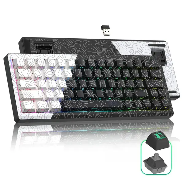 Tastatura mecanica wireless Timebox, 60%, Hot-Swap, Gasket, Alb - Default Title