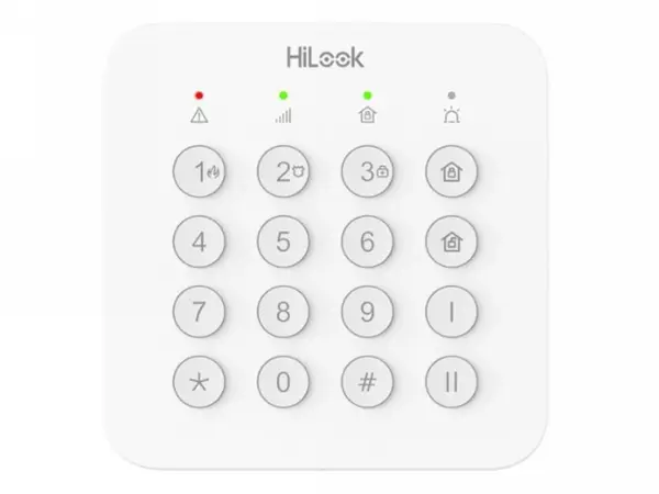 Tastatura pentru sisteme de alarma wireless HiLook, LED, butoane fizice, 868 MHz, ALARM-K201B-WE