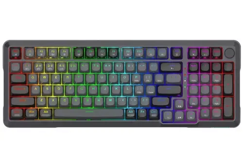 Tastatura Redragon Bragi Pro, iluminare RGB, Wired, Wireless 2.4GHz, Bluetooth (Negru/Gri)
