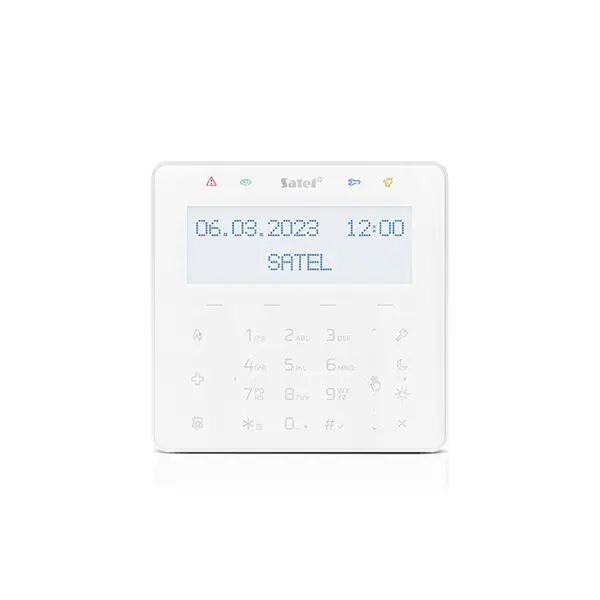 Tastatura tactila Satel Integra INT-KSG2R-W, 2 zone, Macro, Mifare, alba