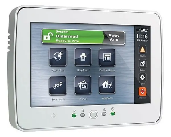 Tastatura touch screen DSC PRO-HS2TCH, color, 7 inch, 248 zone, rezolutie 800x480, cititor de taguri incorporat
