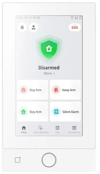 Tastatura touchscreen alarma Hikvision DS-PK670MDWNP/White, 7 inch LCD, 2 zone, cititor tag, culoarea alba