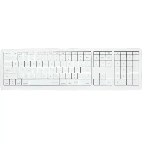 Tastatura Wireless CLEVETURA CLVX 1, layout ANSI US, USB/Bluetooth, Aluminiu, iluminare RGB, Mac/iPad/AppleTV, Touchpad integrat, Alb