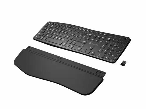 Tastatura Wireless NATEC Porifera, Bluetooth/2.4GHz, Layout US, 12 taste multimedia (Negru)