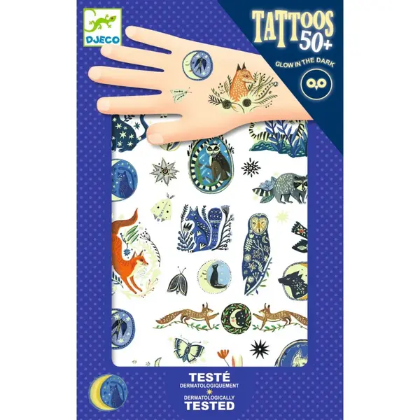 Tatuaje temporare fosforescente Animale nocturne, Djeco