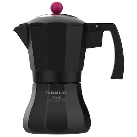 Taurus Espressor de cafea, Taurus BLACK MOMENTS, KCP9003I, 3 cesti, aluminu, baza INOX, compatibil cu toate plitele, Negru