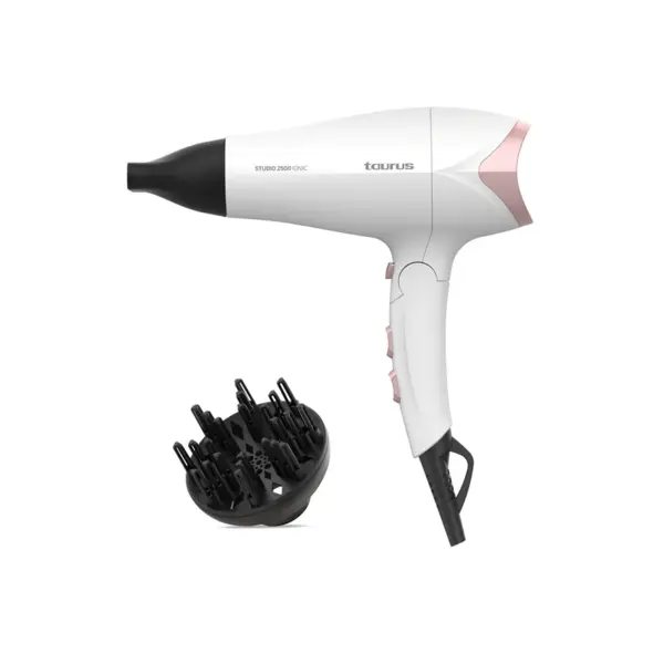 Taurus Uscator de par Taurus Studio 2500 Ionic, 2400W, ionizare, 3 setari caldura, Alb, Roz