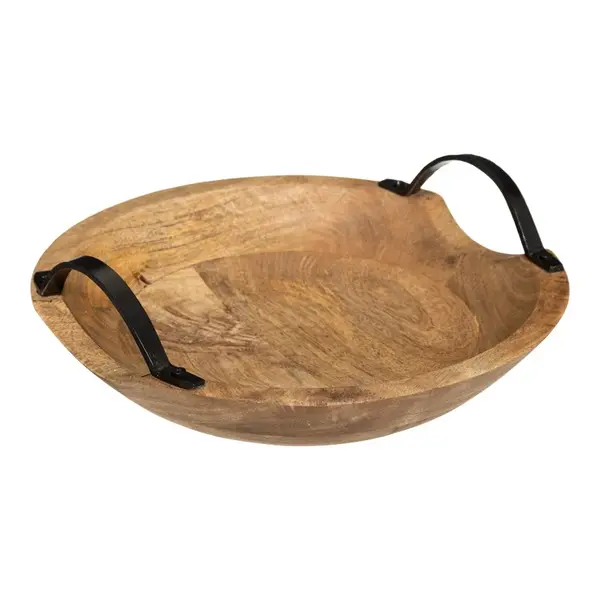 Tava decorativa din lemn de mango Evria Natural 30x30x8 cm