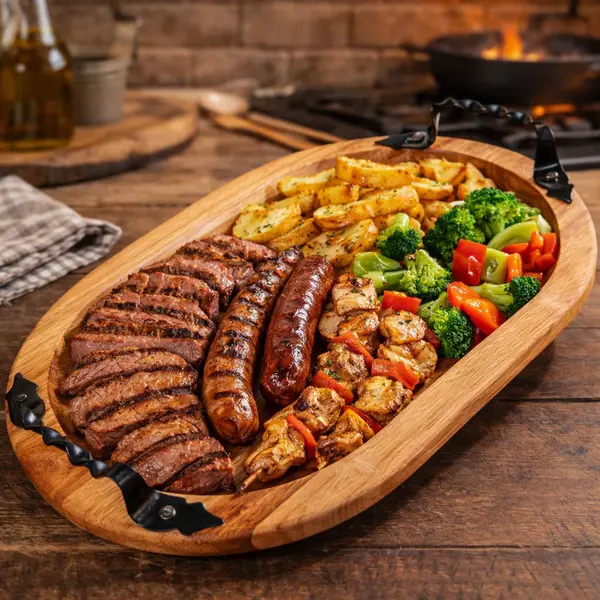 Tava lemn cu manere din fier forjat, in diferite forme Ovală, 40x27 cm