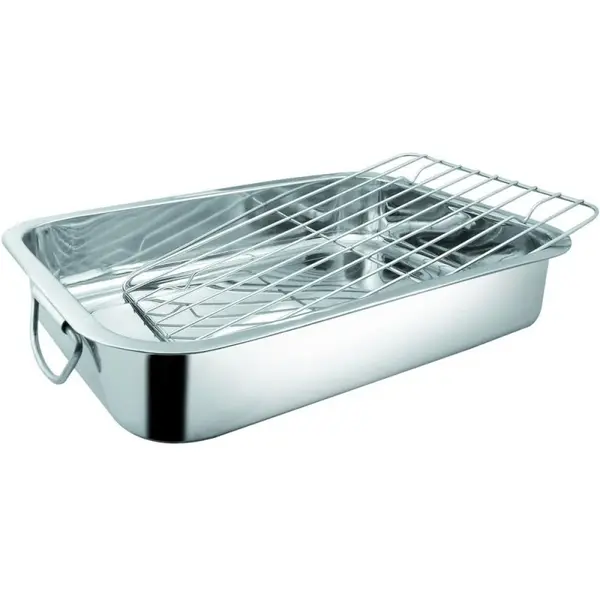 Tava pentru Cuptor, din Inox, cu Gratar, 27 x 21 x 5 cm, Grunberg
