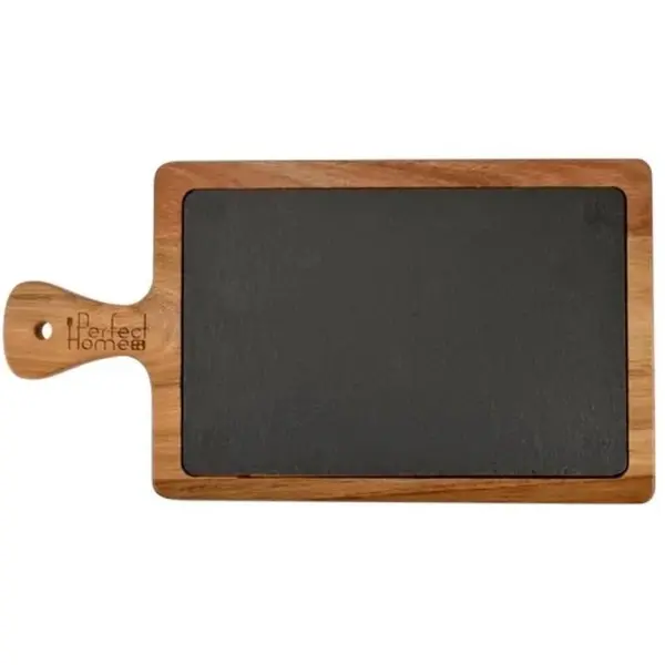 Tava pentru Servire din Piatra cu Maner din Lemn, 26 × 18 cm, Perfect Home