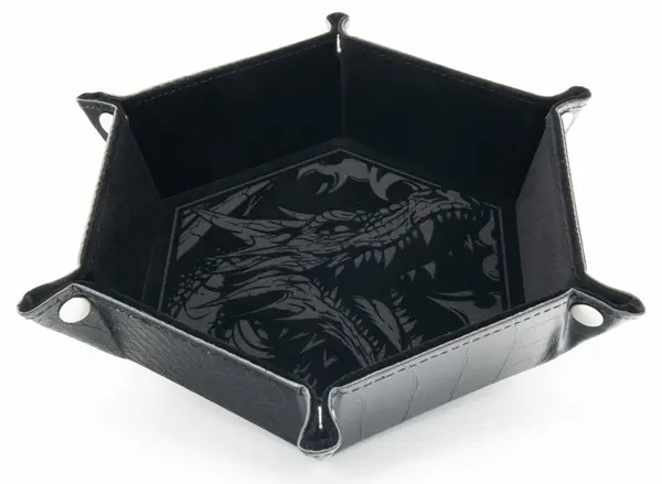 Tavă pentru zaruri GlassStaff - Foldable Dice Tray, Dragon Skin Edition, neagră