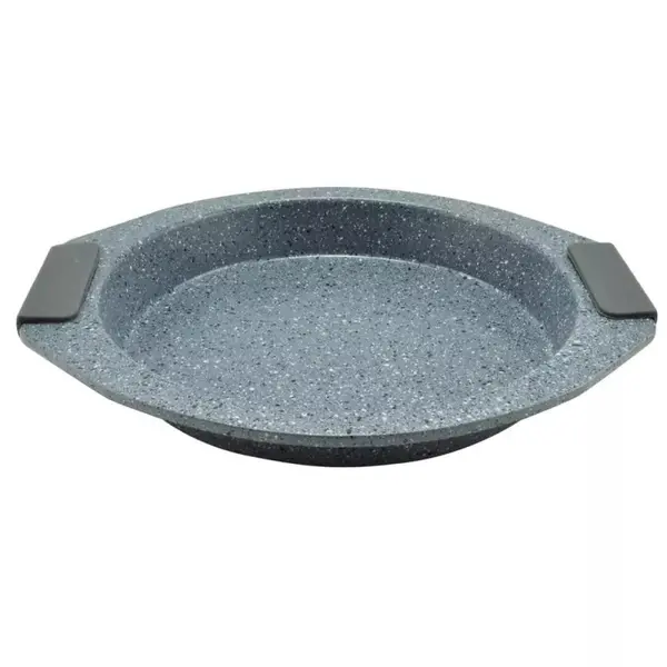 Tava Rotunda Antiaderenta din Otel cu Maner Silicon, 26.6 cm, Gri, Perfect Home