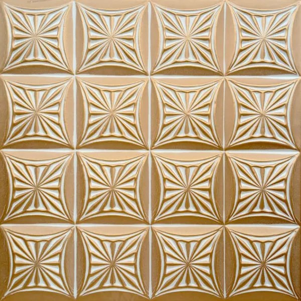 Tavan fals decorativ 08-ZL-81 polistiren extrudat auriu 50x50x0.4 cm