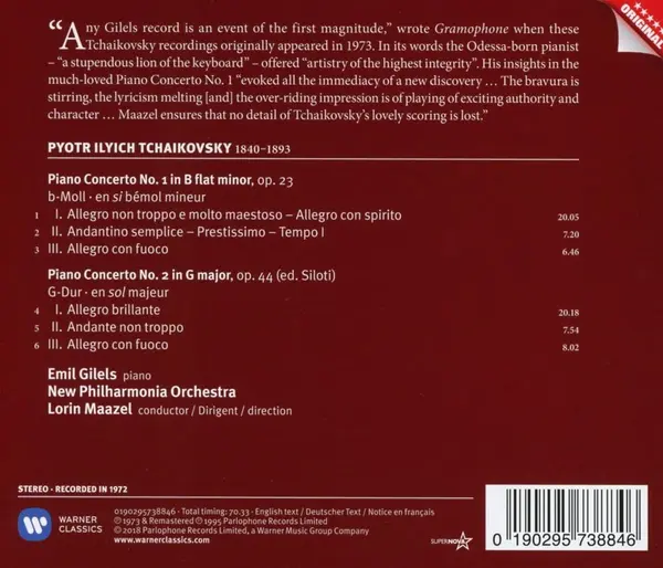 Tchaikovsky: Piano Concertos No. 1 in B-flat minor & No. 2 in G | Emil Gilels, New Philharmonia Orchestra, Lorin Maazel