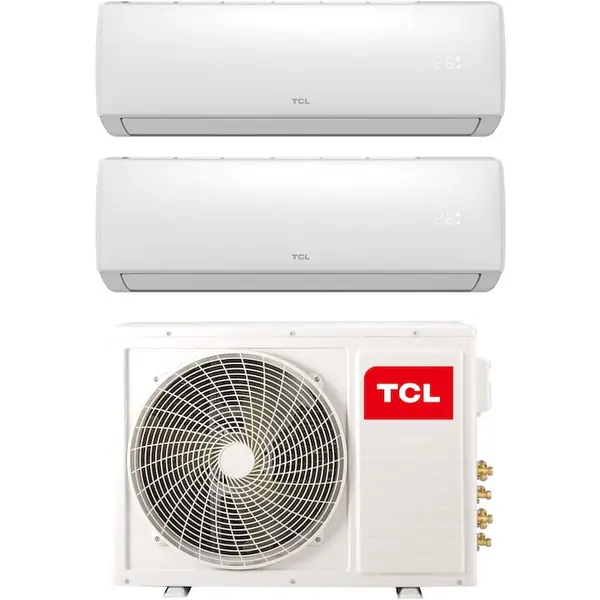 TCL Aer conditionat multisplit TCL FMA-14I2HD99, unitate exterioara de 14000 BTU, unitati interioare 2 x 9000 BTU, Clasa A++, R32, Incalzire, Display Digital, Air flow 3D, 4 way airflow, Eco Mode, Deep clean, I feel, Sleep mode, WiFi