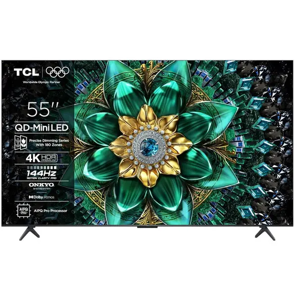 TCL Televizor Mini LED TCL 55Q6C, 4K Ultra HD, 55'', 138 cm, Smart Google TV, Clasa F, Negru