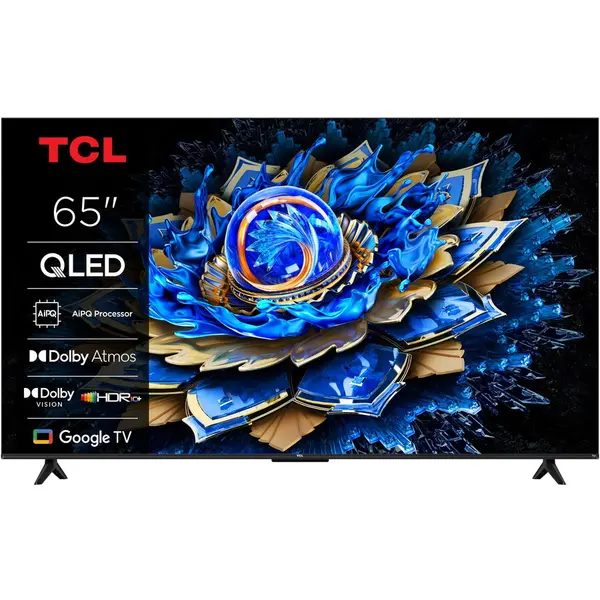 TCL Televizor Smart QLED TCL 65T69C, 164 cm, Ultra HD 4K, Google TV, Clasa F, Negru