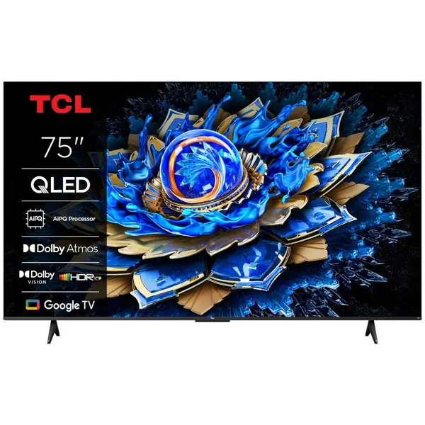 TCL Televizor Smart QLED TCL 75T69C, 189 cm, Ultra HD 4K, Google TV, Clasa F