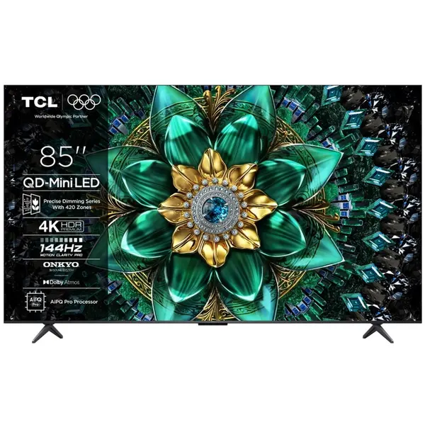 TCL Televizor TCL Mini LED 85Q6C, 215 cm, Smart Google TV, 4K Ultra HD, WiFi, CI+, (Model 2025), Negru