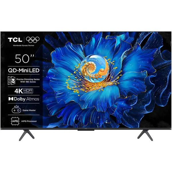 TCL Televizor TCL MiniLed 50C6KS, 126 cm, Smart Google TV, 4K Ultra HD, Clasa E, 60Hz, Negru