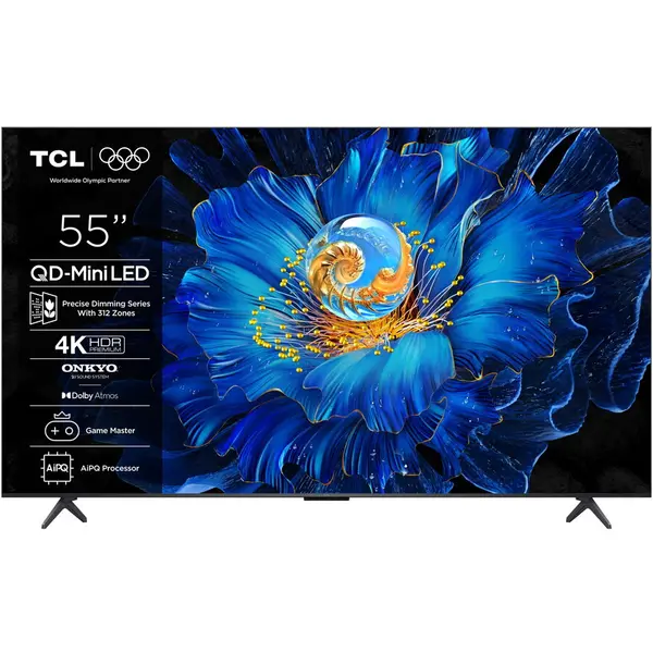 TCL Televizor TCL MiniLed 55C6KS, 139 cm, Smart Google TV, 4K, Clasa F, Negru