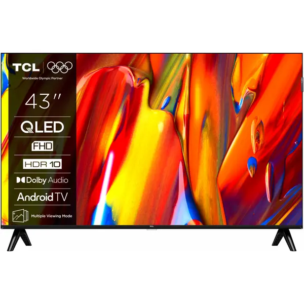 TCL Televizor TCL QLED 43V5C, 108 cm, Smart Google TV, Full HD, clasa F, (Model 2025), Negru