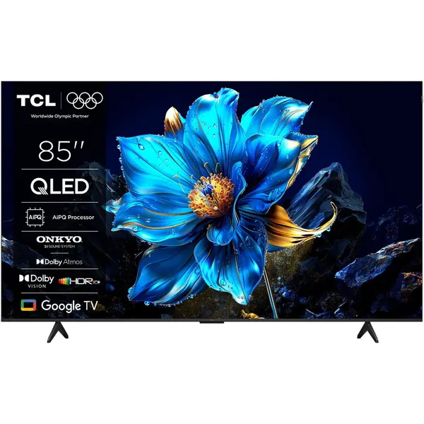 TCL Televizor TCL QLED 85P7K, 214 cm, Smart Google TV, 4K Ultra HD, Clasa F, Negru