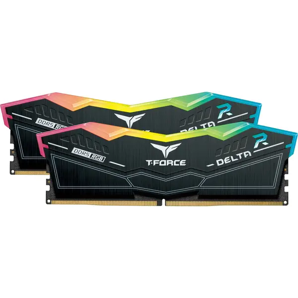 Teamgroup Kit dual memorie RAM Team Group Delta RGB, Capacitate 32 GB DDR5 (2x 16 GB), Frecventa 6000 MHz, CL 30 Negru