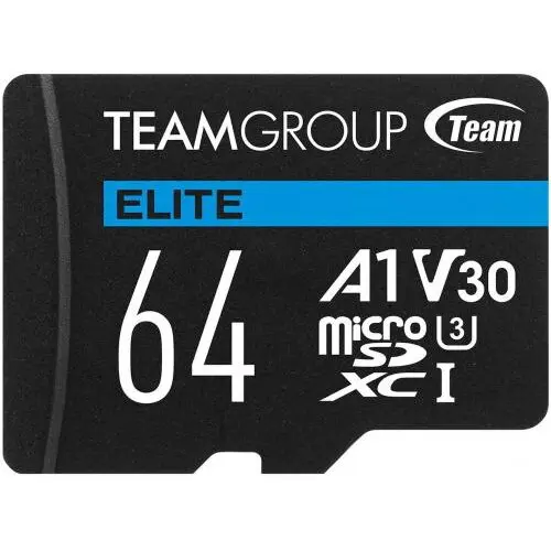 Teamgroup Memory Card microSDXC TeamGroup Elite 64GB, Class 10, UHS-I U3, V30, A1 + Adaptor SD