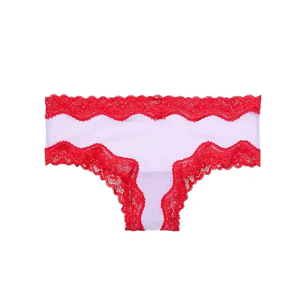 Tease mesh cheeky panties with lace extension silky liliac / bright vermillion M