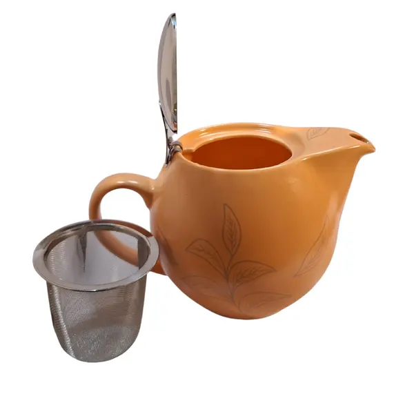 TeaTime Portocaliu, Ceainic din ceramică cu infuzor din inox, 500 ml