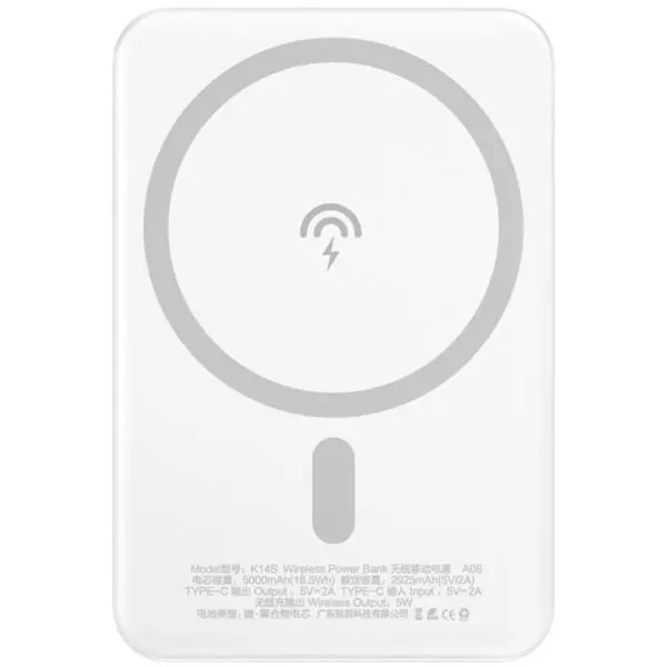 Tech-Protect Baterie externa, Dudao, 5000 mAh, Pentru iPhone, Alb