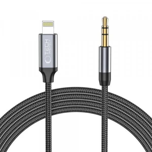 Tech-Protect Cablu Audio Lightning - 3.5mm Tech-Protect Ultraboost, 1m, Negru