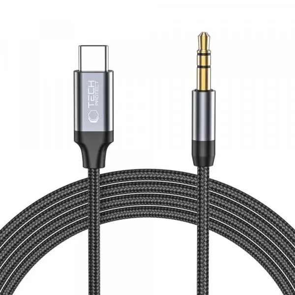 Tech-Protect Cablu Audio USB-C - 3.5mm Tech-Protect Ultraboost, 1m, Negru