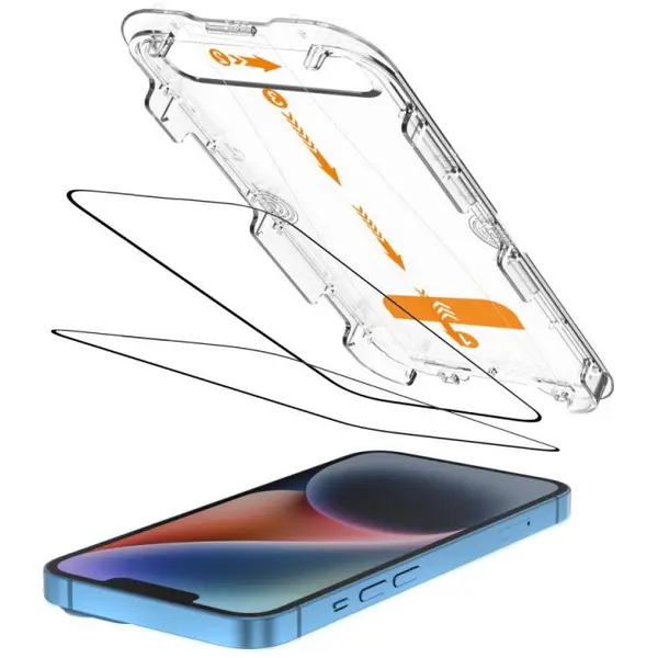 Tech-Protect Folie de protectie Ecran Tech-Protect, Quick Set+, pentru Apple iPhone 16e / 14 / 13 Pro / 13, Sticla Securizata, Full Glue, Set 2 bucati, Cu Rama Ajutatoare, Neagra