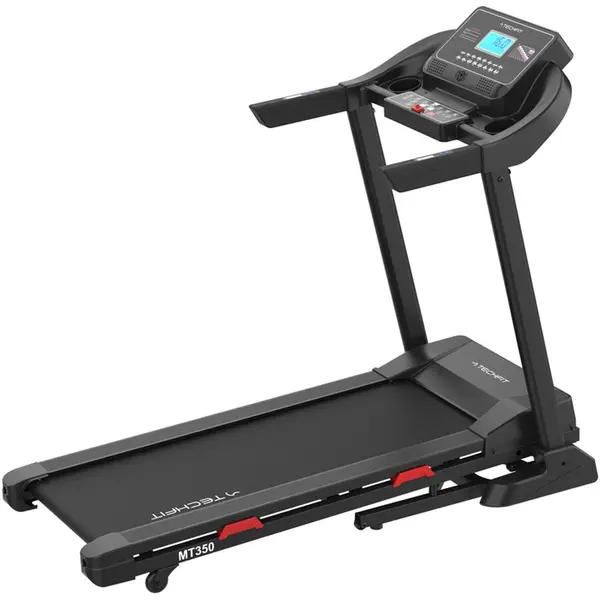 TECHFIT Banda alergare MT350N Techfit, filtru EMC, inclinare electrica 15 nivele , sistem atenuare socuri si pliere hydraulic, viteza maxima 16 hm/h, motor in sarcina maxima 3 CP/ constant 2 CP, suprafata alergare 120x 42 cm, 16 programe, Negru