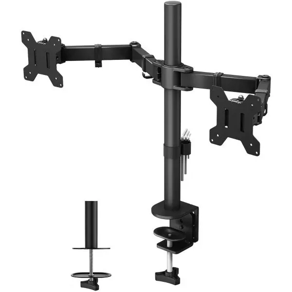 TECHLY Suport birou pentru 2 monitoare, Techly, 13-27, Vesa, 2x10kg, Negru