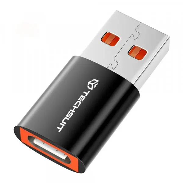 techsuit Adaptor Date si Incarcare USB-C - USB-A Techsuit A5 HyperPort, Negru Portocaliu