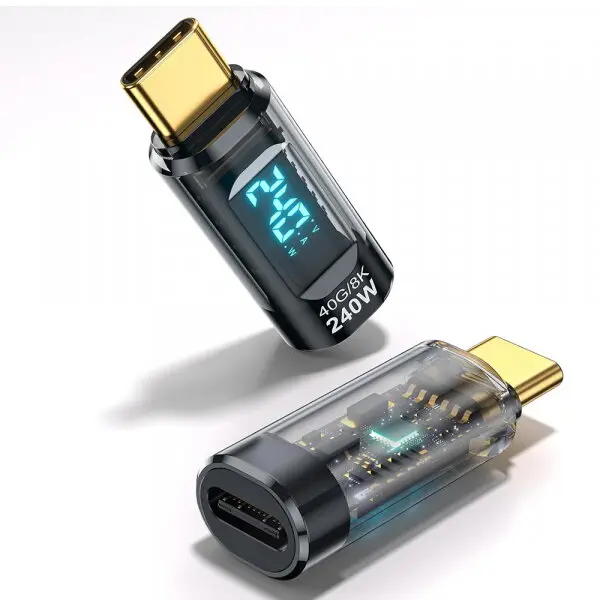 techsuit Adaptor Media USB-C Techsuit A23, USB-C la USB-C, Iesire video 8K 60Hz, Viteza transfer date pana la 40Gbps, Gri