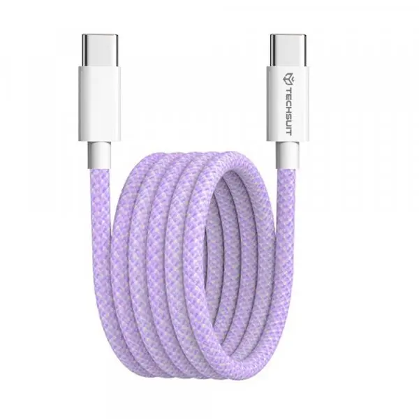 techsuit Cablu Date si Incarcare USB-C - USB-C Techsuit PCB114D, 60W, 1m, Mov