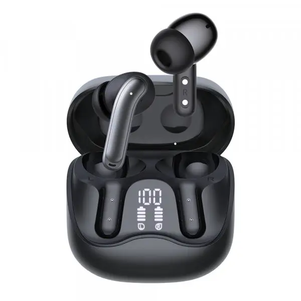 techsuit Handsfree Bluetooth Techsuit CW5 EchoFit Pro, TWS, ANC, MultiPoint, Negru