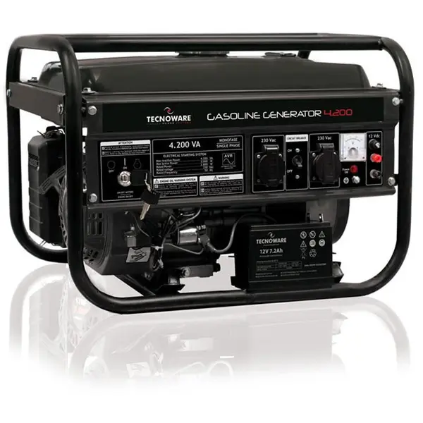 TECNOWARE Generator monofazat de curent electric pe benzina, TECNOWARE FGE4200E, putere maxima 4200VA / 3000W, rezervor 15 litri, AVR integrat