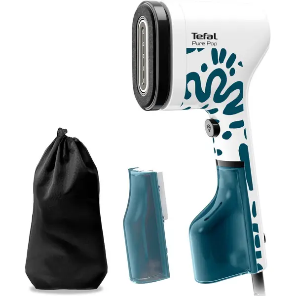 Tefal Aparat de calcat vertical cu abur Tefal Pure Pop, DT2040E1, 1300 W, abur variabil pana la 20 g/min, 2recipiente apa 70ml si 120ml, gata de utilizare in 15s, Albastru/Alb